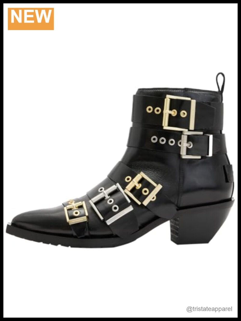 AllSaints Jane Buckle Boot Women's Leather Ankle Boot Zip